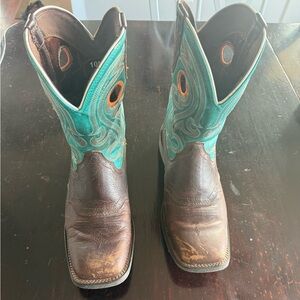 Women’s size 10 Durango Brown and Teal Western Boots